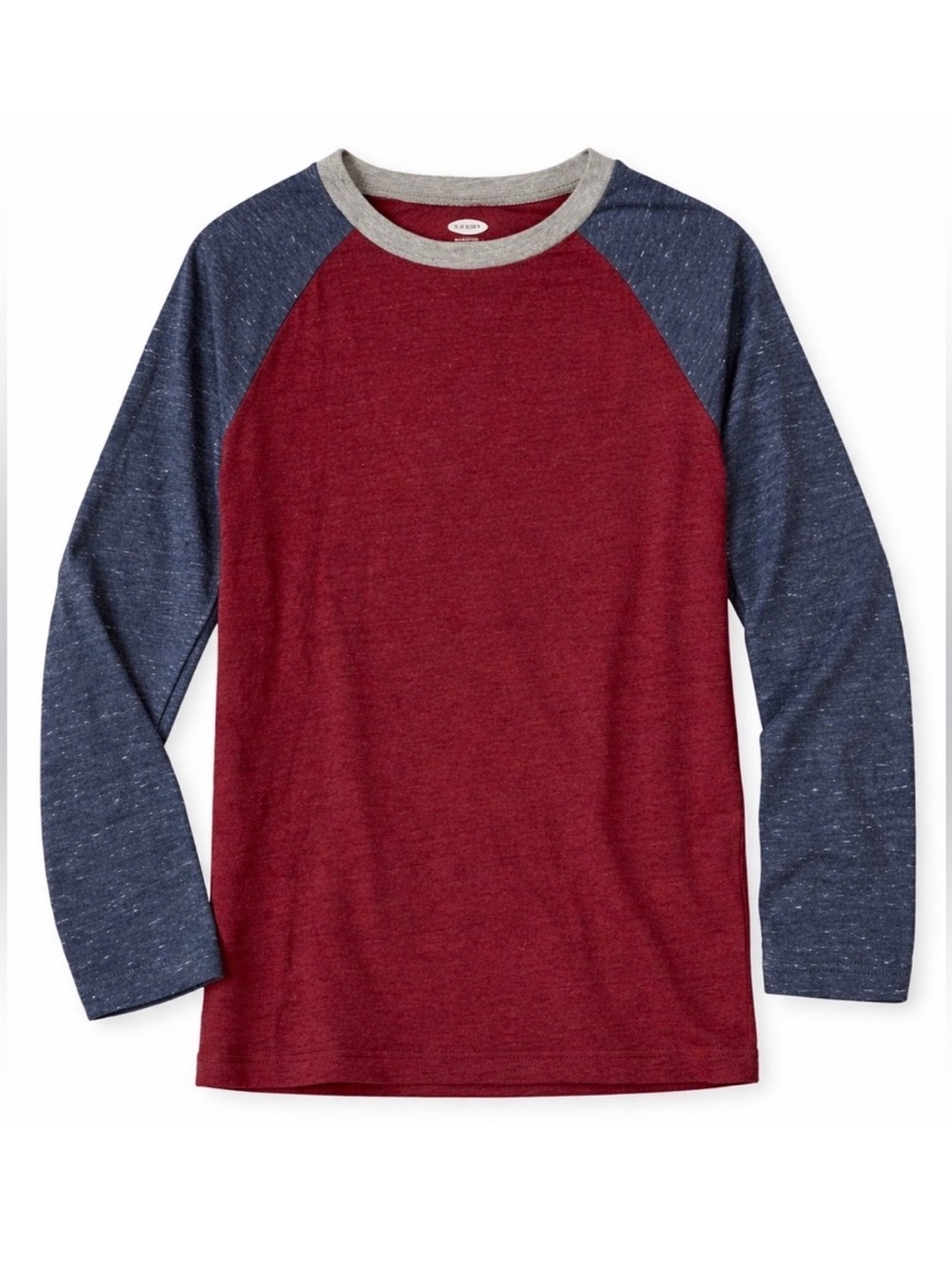 Old Navy Boys Raglan Long Sleeve Large Tee Maroon Blue Baseball Shirt Casual